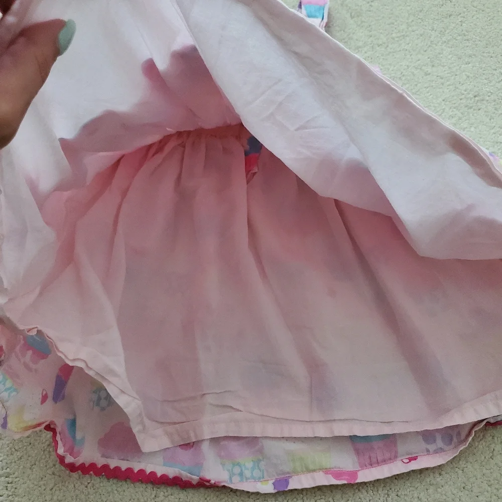 Gymboree Girls Pink Cupcake Embroidered Smocked Dress sz12-18m